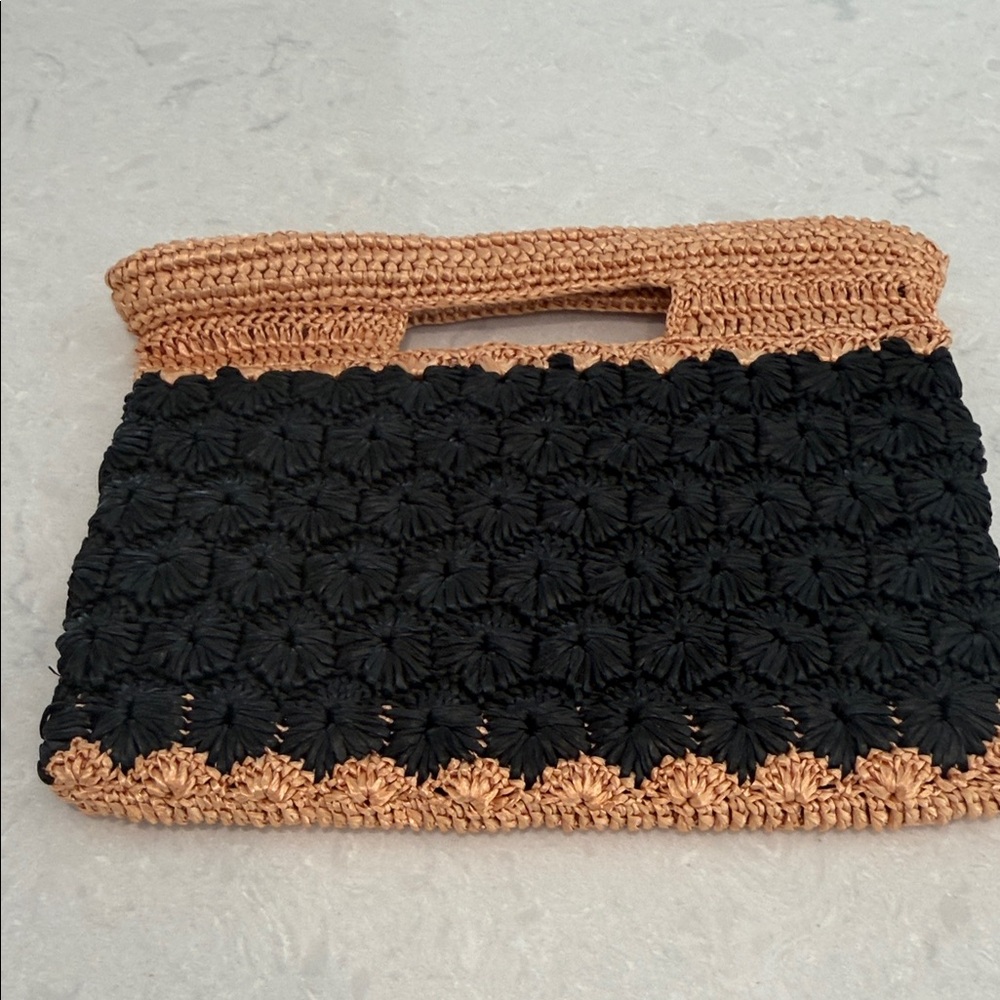 Elegant Black and Tan Crochet Clutch